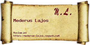 Mederus Lajos névjegykártya